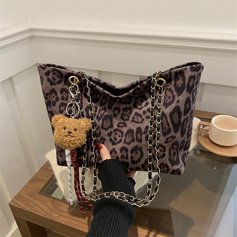 Popular Leopard Print Tote Messenger Bag Women's 2025 Fashion New Large-capacity Versatile Shoulder Underarm Commuter Bag