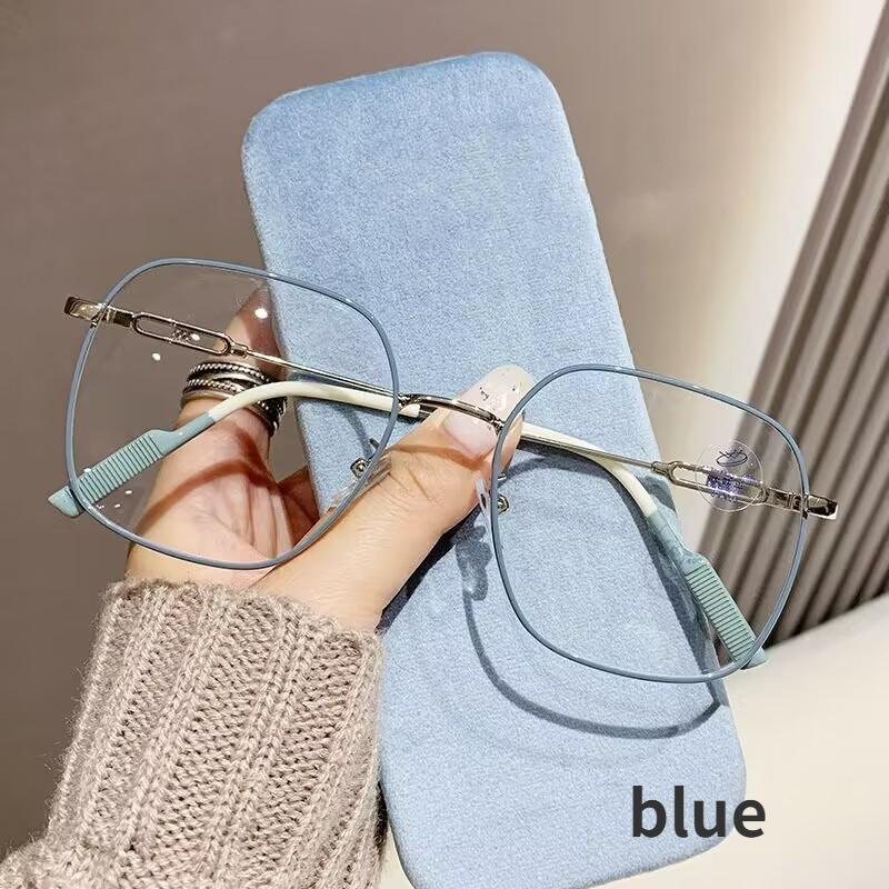 

Винтажные металлические очки в большой оправе с минусом диоптрий, модные прозрачные очки для близорукости, очки по рецепту, очки с синим светом для женщин -2.5