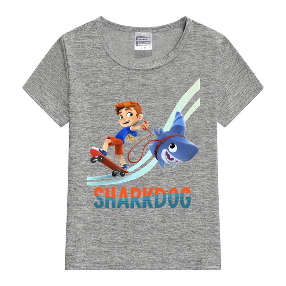 sharkdog Kids T-Shirt Cartoon T-shirt Kids Short-Sleeve Graphic Pink Tops Tee Tee 2024 Summer New Fashion Kids T Shirt