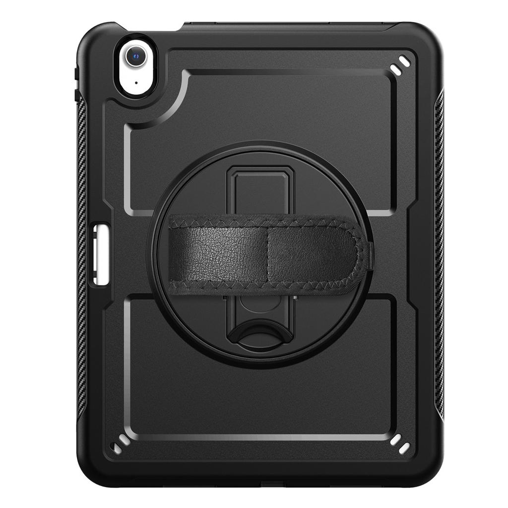 For iPad Air 11 (2025) M3 A3266/(2024) M2 A2902 Case Rotating Kickstand PC + TPE Shockproof Tablet Cover with Hand Strap