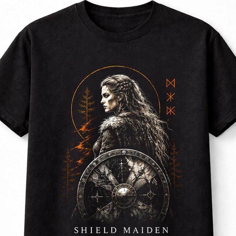 Shield Maiden Viking Warrior Norse Runes Valhalla Unisex TShirt
