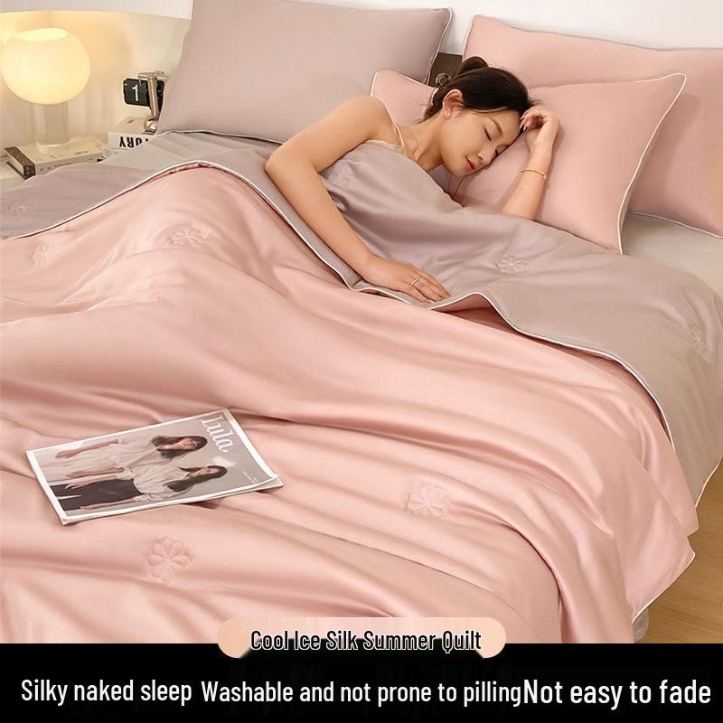 Ice Silk Summer Quilt: Four-Piece Set, Thin & Breathable, Single/Double, Machine Washable 150*200cm Single Quilt