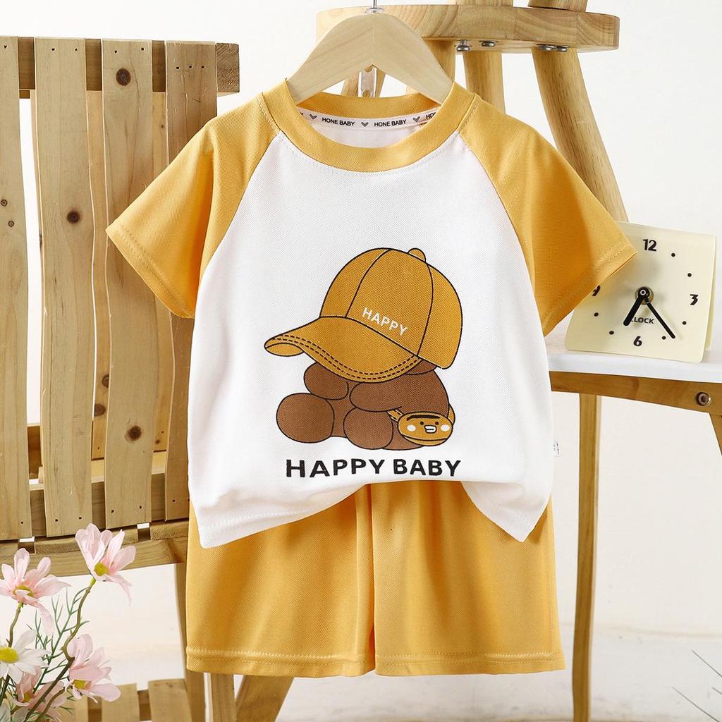 Children's Summer Casual Set: Short Sleeve Loose Outfit for Boys