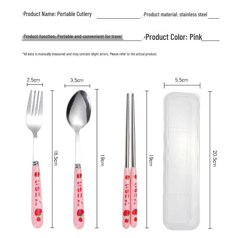ZISIZ Strawberry 304 Stainless Steel Kids Cutlery Set