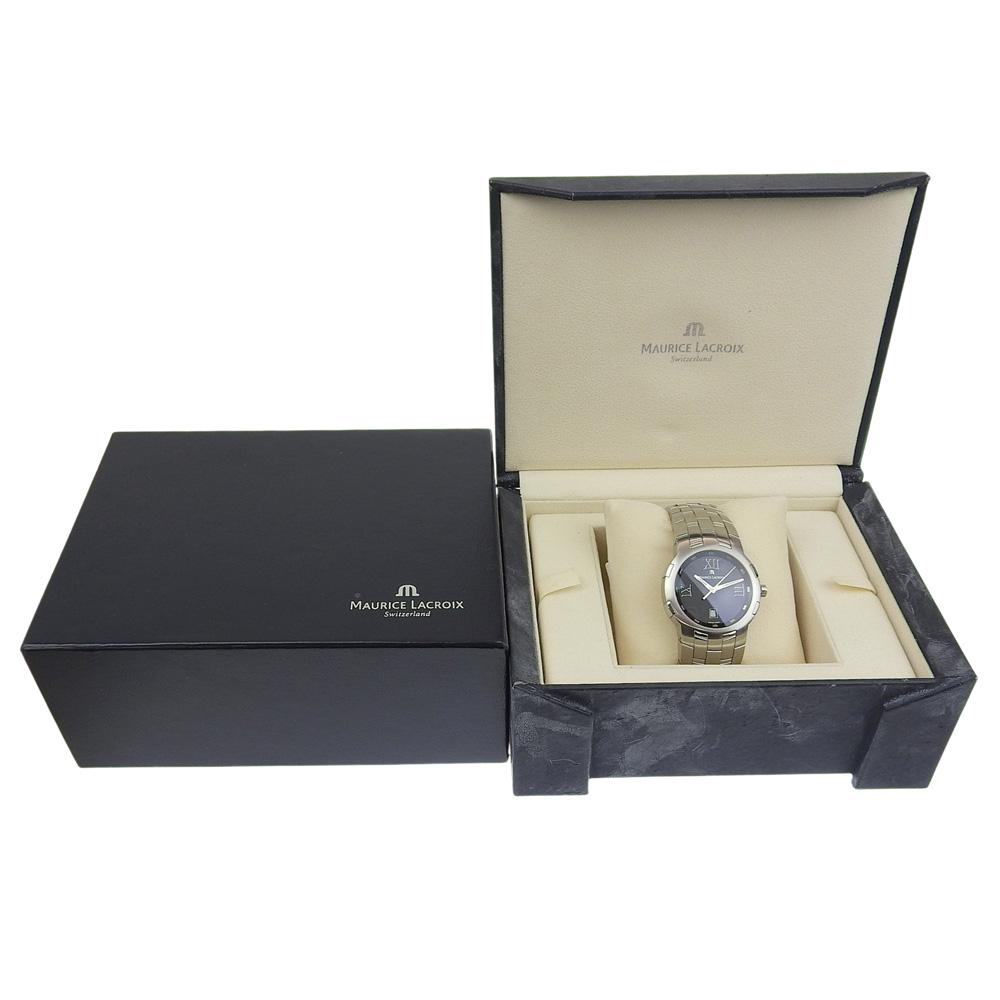 Maurice Lacroix Milestone Watches AF22581 Silver NavyDial Stainless Steel Quartz Analog display mens Used