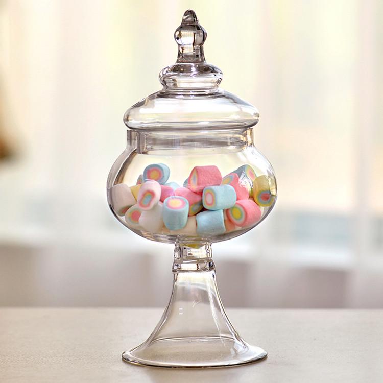 Xuanxuan European Crystal Wedding Ornaments: Three-Piece Transparent Glass Candy Jar Set