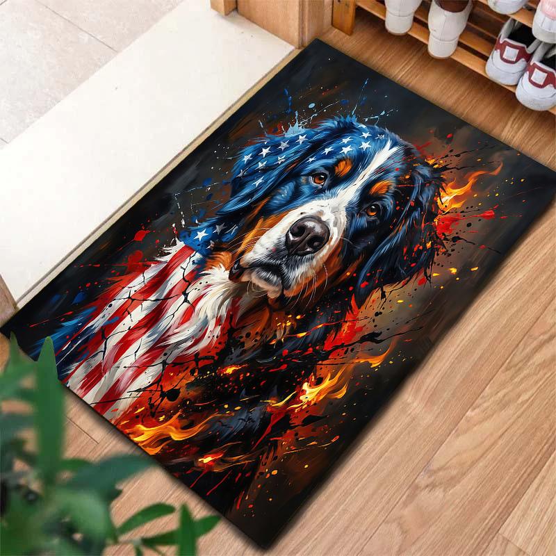 American flag  animals Pattern Square Carpet,Area Rug,Carpet Rug for Living Room Bedroom Sofa Playroom Decor,Non-slip Floor Mat,Holiday Birthday Gifts