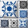 Home Decor Stylish Blue and White Patterned Pillow Covers Pattern Cushion Cover Suitable for Sofa Bedroom Car Pillow Cover