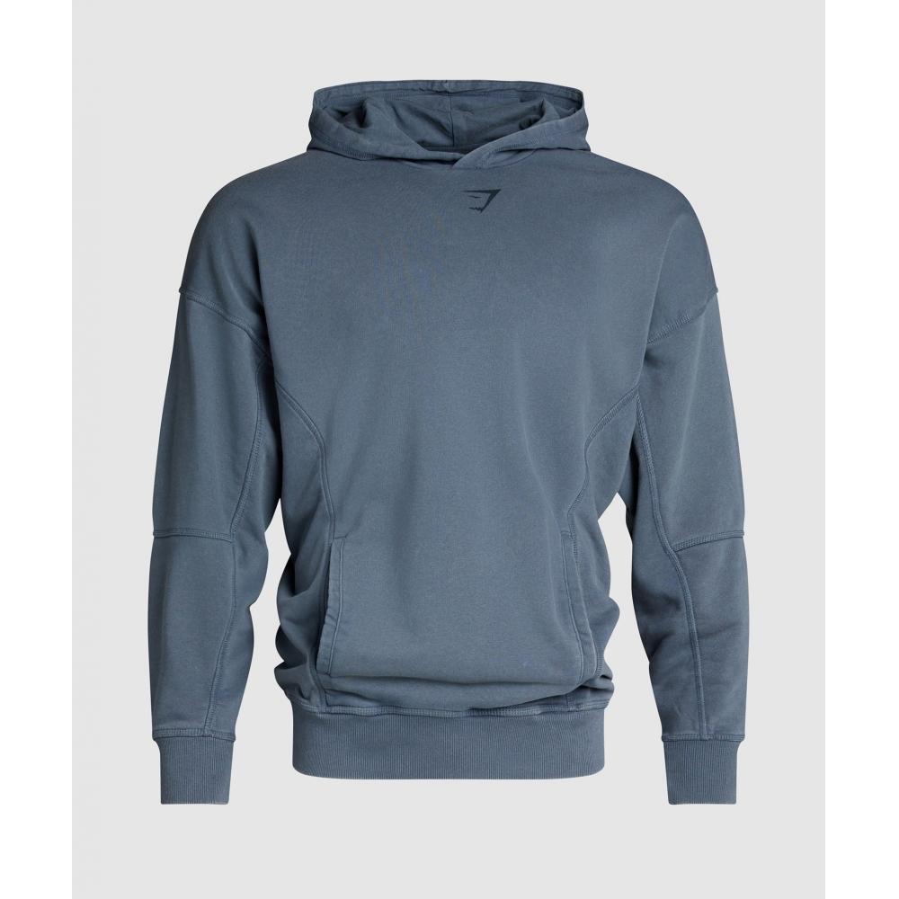 Gymshark Heritage Washed Hoodie Titanium Blue A4a7j Ucms