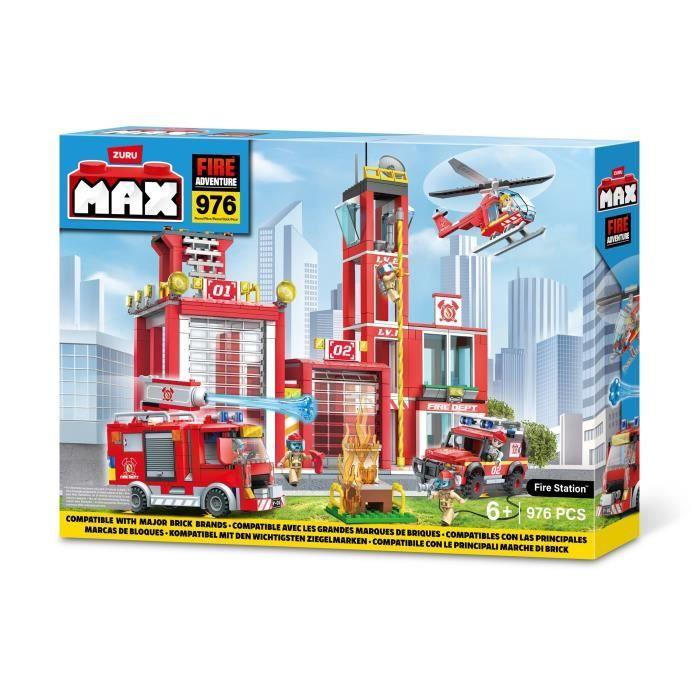 Set de Construction - ZURU - Fire Station Large (976 pièces) - Crée une caserne de pompiers avec véhicules et accessoires