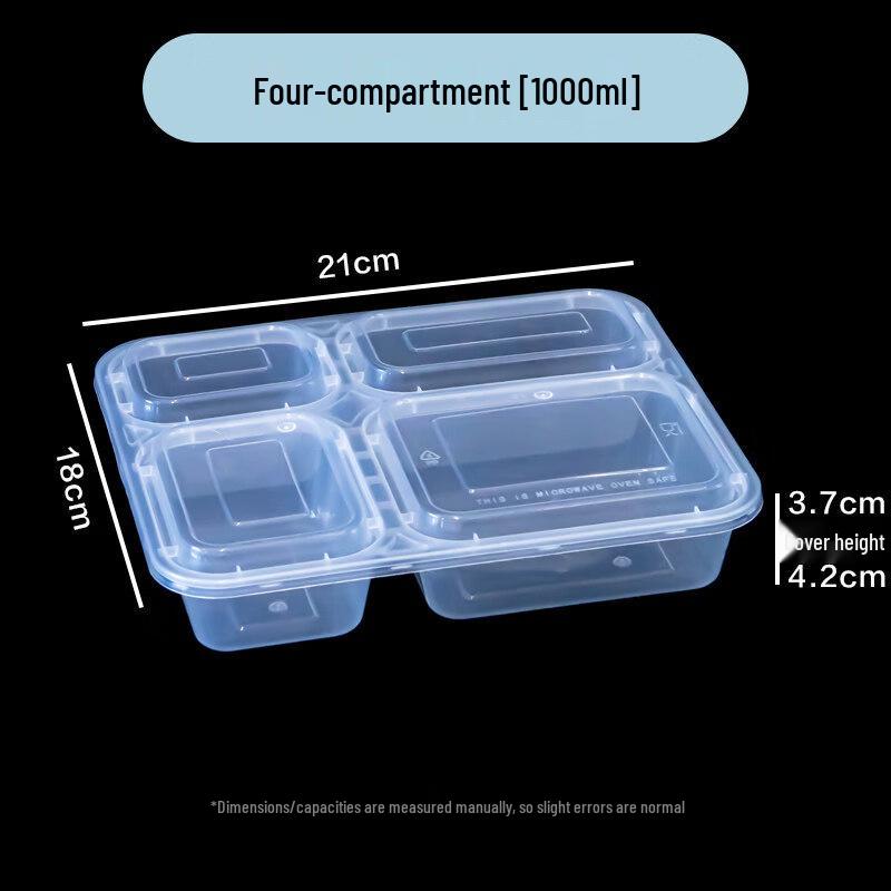 ZISIZ 1000ml 4-Compartment Disposable Lunch Box