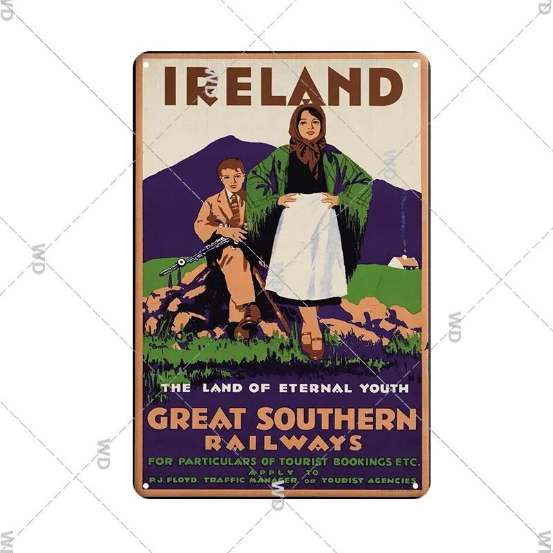 Irland Dublin Stadsvy Vintage Retro Metallplåt Skylt Dekorativ Tallrik för Hem Klubb Vägg Gåva