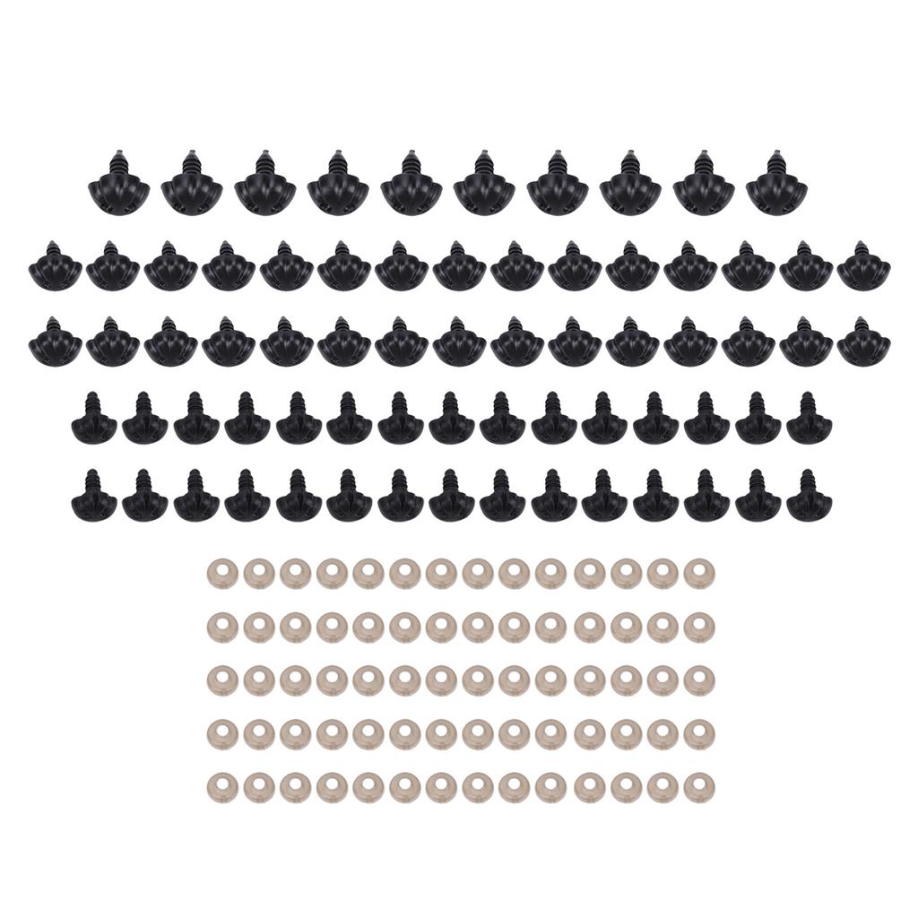 140Pcs Set Safety Noses Plastic 3 Sizes with Washers for Stuffed Animals Dogs Doll Making Black Mixed 140Pcs