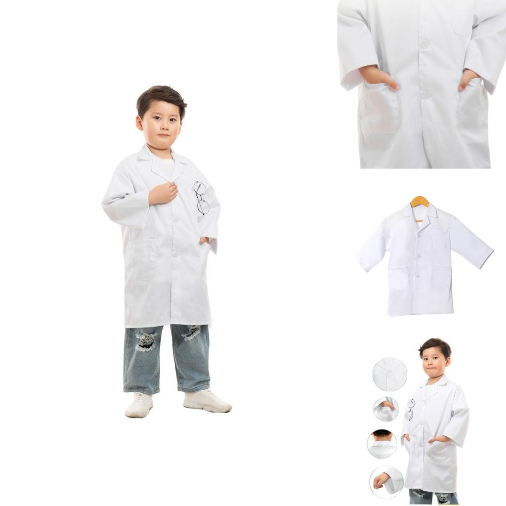 Camice da Laboratorio Bianco per Bambini Traspirante e Confortevole Perfetto per la Scuola o il Gioco