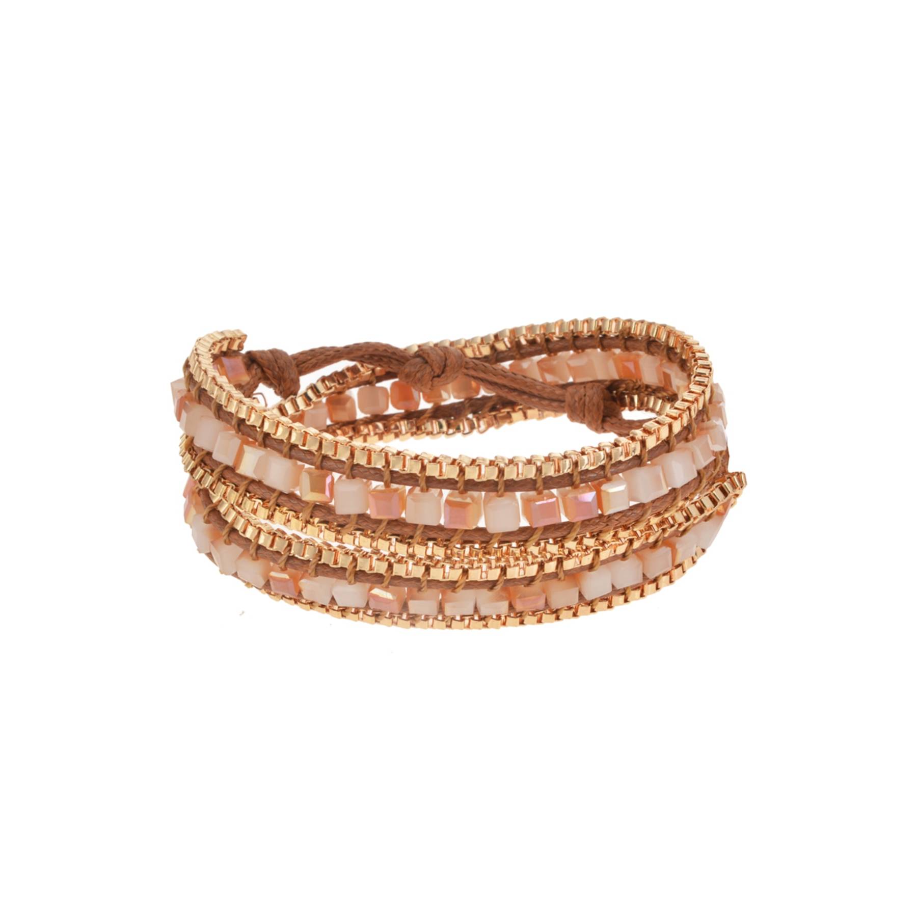 

Beige Crystal Design Handmade Wrap Bracelet