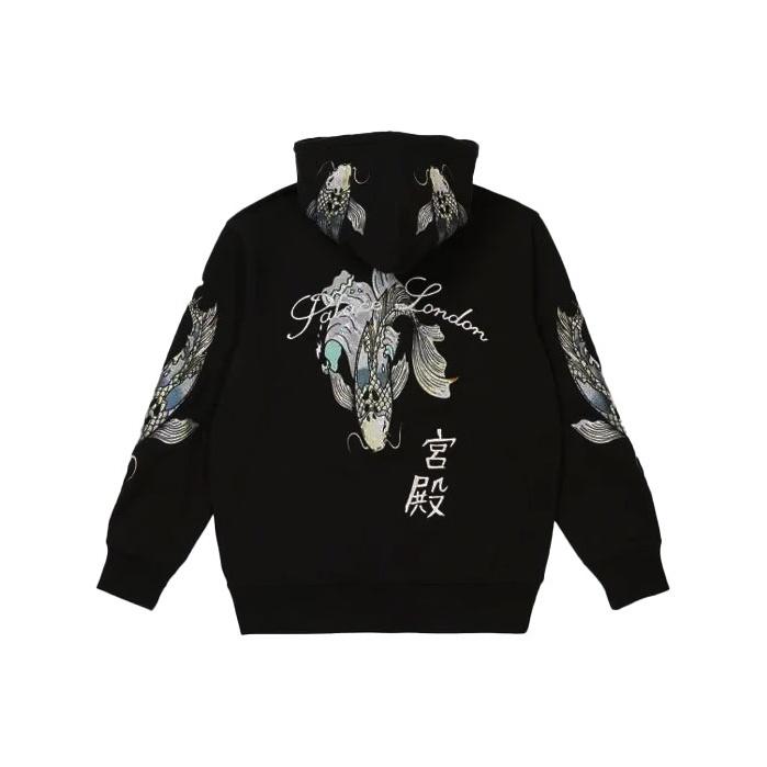 Palace FW21 Carp Zip Hoodie with Embroidered Lettering Unisex Outerwear Black P21CS064