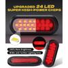 6" Red Oval 24 Led Trailer Tail Lights Waterproof Sealed 6 Inch Stop/Turn/Tail Light Boat Trailer Lights [DOT Certified], Include Grommets 3-Prong