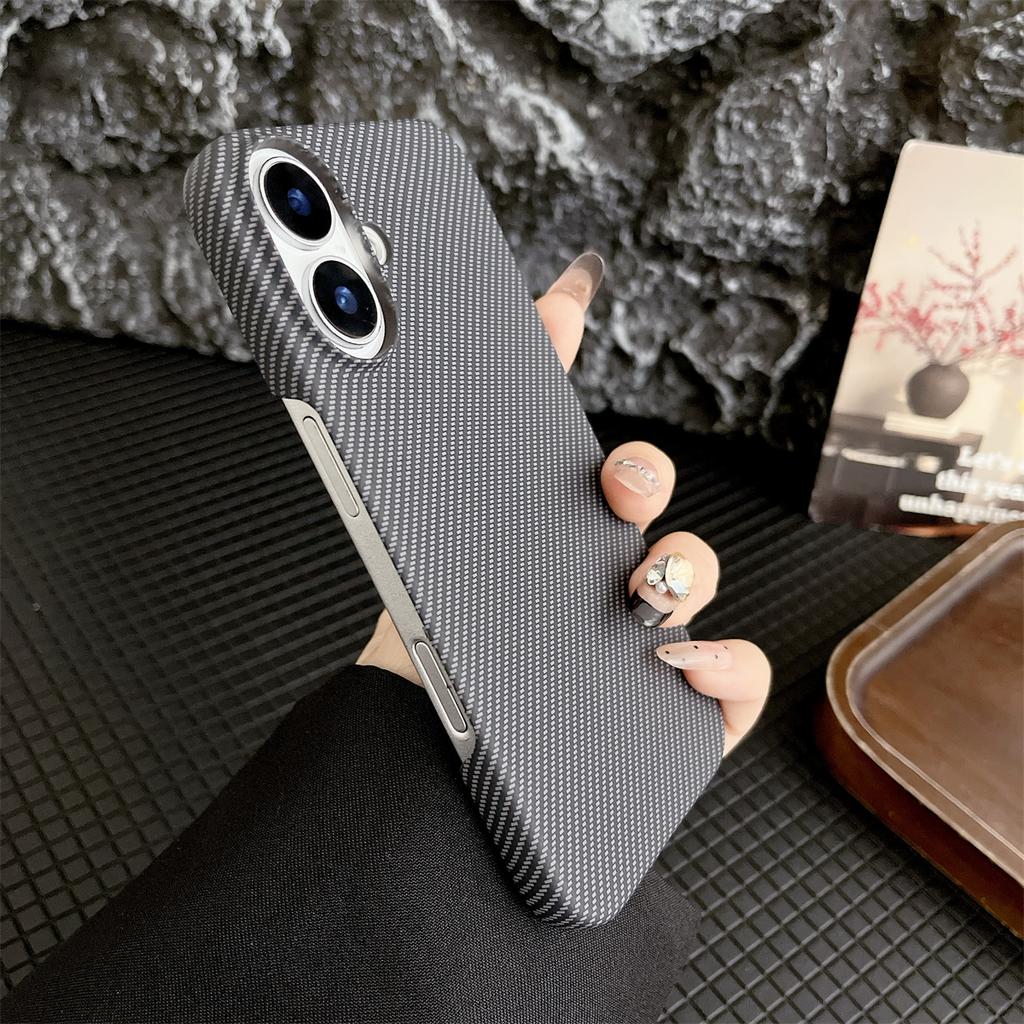 Slim Matte Carbon Fibre Texture Frameless Phone Cases For iPhone 11 12 13 14 15 16 Pro Max Plus Half Pack Shockproof Hard Cover