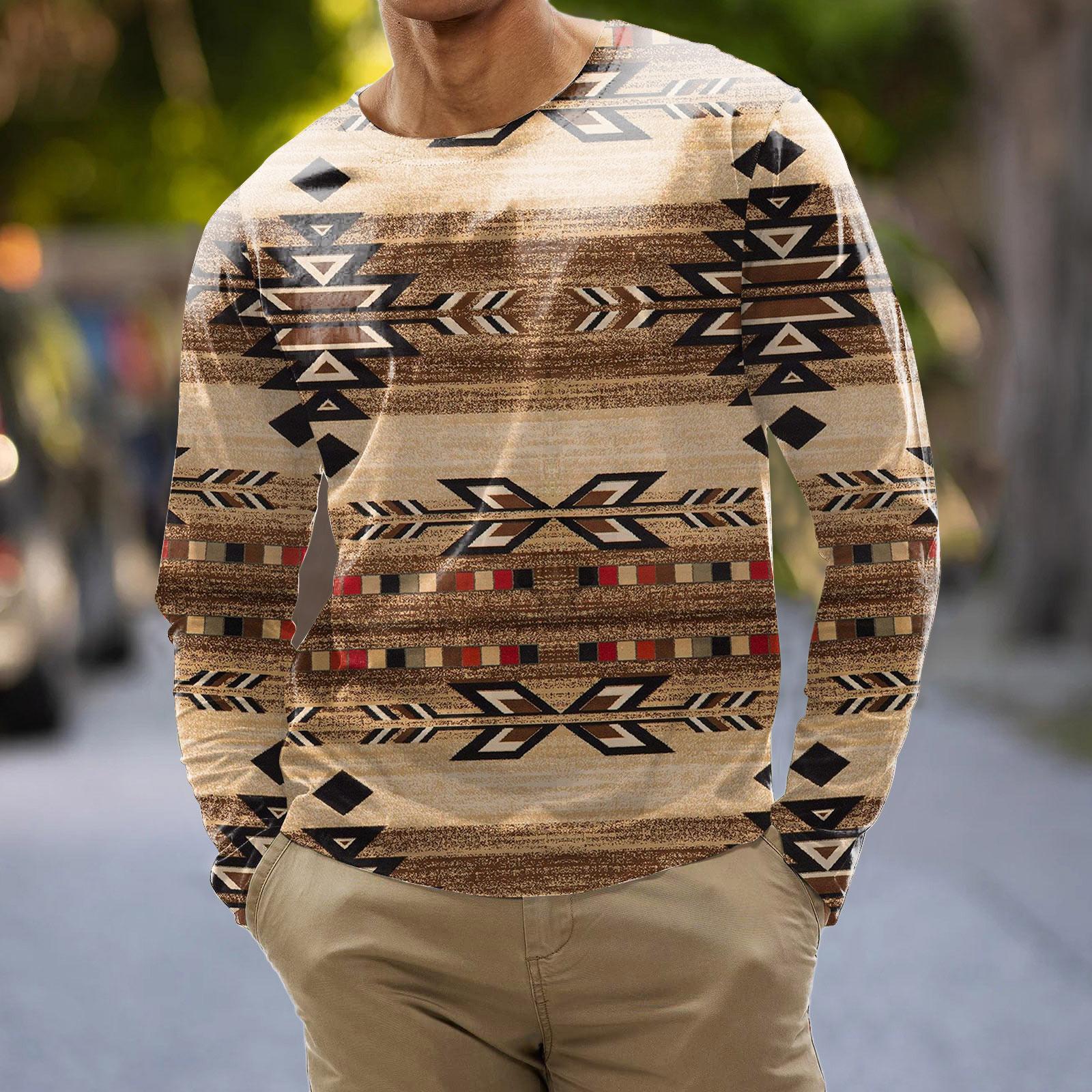 

Мужская мода, повседневные рубашки с длинными рукавами и принтом в полоску, топы, блузки M коричневый