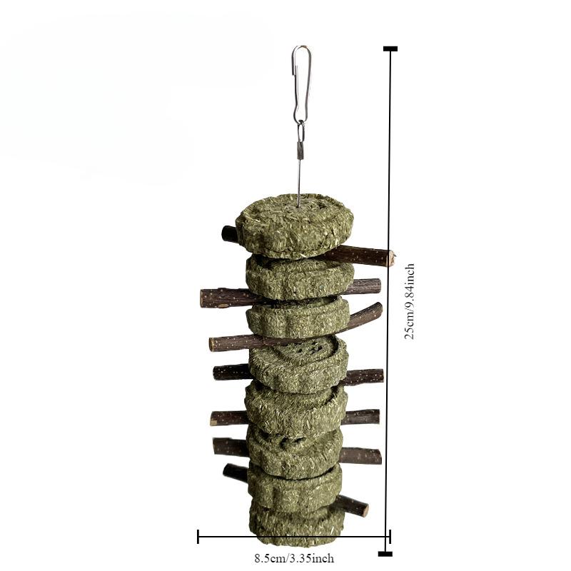 1pcs Alfalfa Grass Ball Skewer Grass Cake Grinding Teeth Apple Branch Bite Skewer Guinea Pig Rabbit Dragon Cat Snack Bite Stick