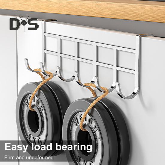 Storage Rack with 6 Hooks Sturdy Construction Strong Load-bearing Simple Installation Clothes Hanger Stainless Steel Hook