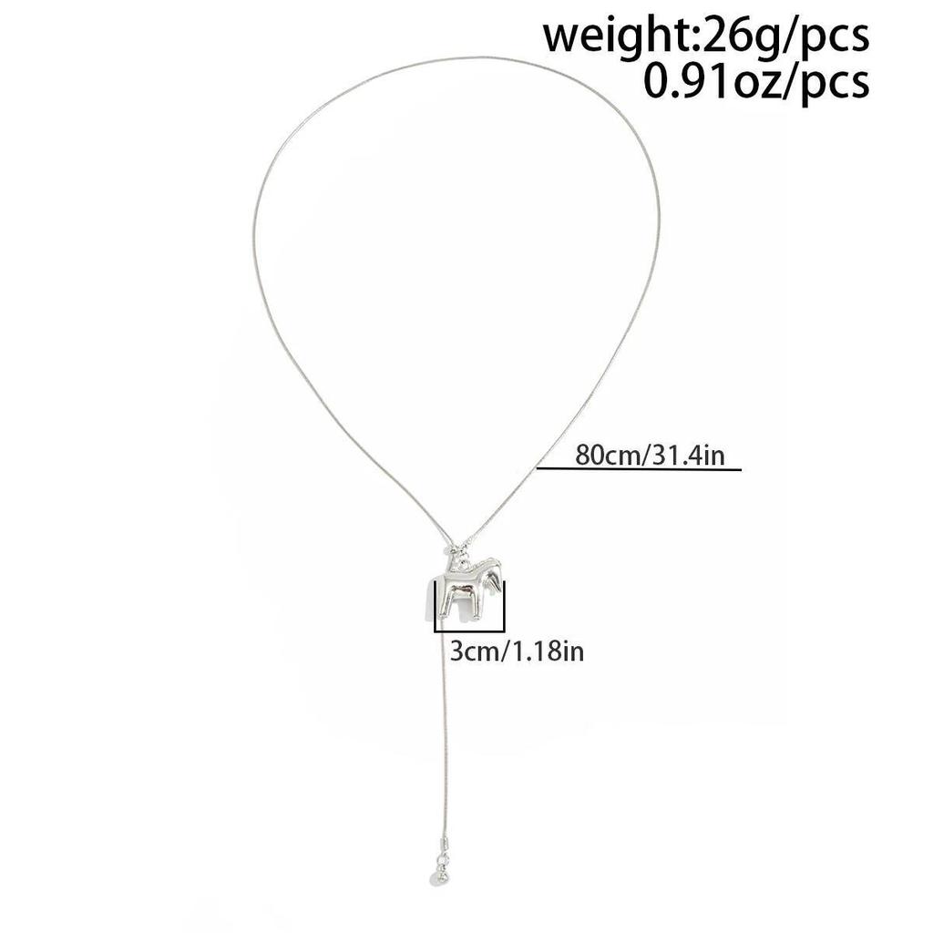 SHIXIN 2026 Creative Smooth Horse Pendant Necklaces Women Sexy Pulling Tassel Snake Bone Chain Long Sweater Chain Jewelry Gift