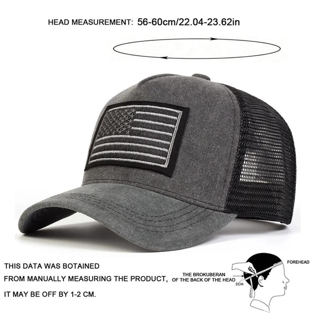 Women American Flag Embroidery Washed Baseball Net Caps Spring And Summer Outdoor Use Adjustable Casual Hats Sunscreen Hat For Men And