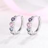 Huitan Sweet Lady Hoop Earrings Circle Shaped Inlaid Multiple Colors Shining Heart CZ Daily Anniversary Accessories Jewelry Gift