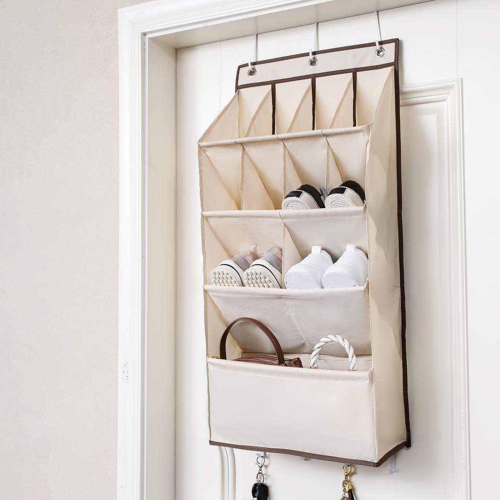 Over Door Shoe Organizer with Large 6 Deep Pockets Door Shoe Rack for Closet Door Foldable 16 Pairs Resuable Hanging Storage Bag
