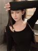2025 Women's Slimming Solid Color Long Sleeve Cropped Top - Korean Simple Design for Autumn