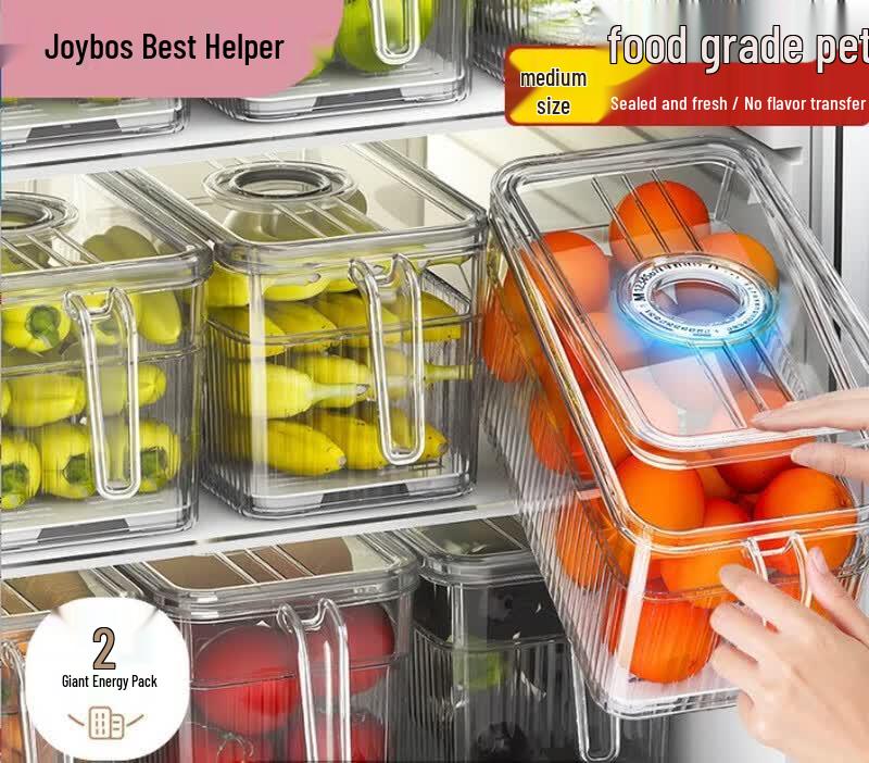 Jiabangshou Refrigerator Storage Bins with Handles (2-Pack)