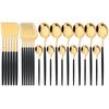 24Pcs Mint Gold Dinnerware Set Knife Fork Coffee Spoon Cutlery Western Stainless Steel Tableware Flatware Kiechen Silverware