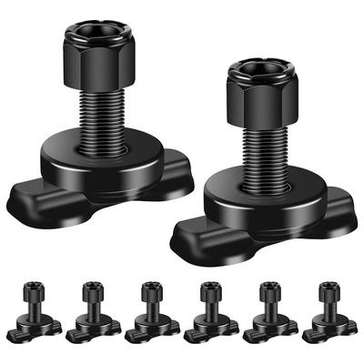 8Pcs Threaded Stud Fitting Bearing 6000 LBS L-Track Double Lug Steel Hook Tie Down Rope Anchor Point for Truck Bed Pickup RV ATV