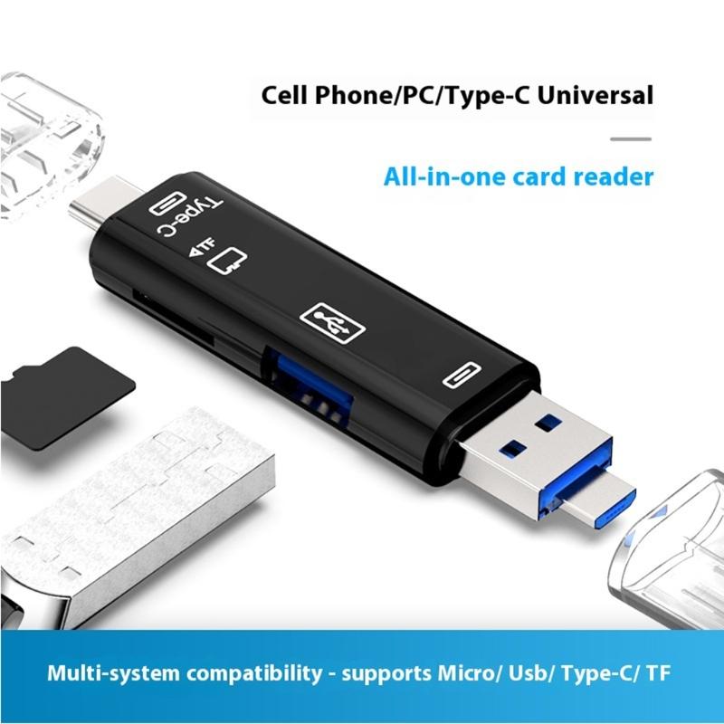5 in 1 Multifunction USB Type C Memory Card Reader Replacement for Computer Dock Type C Adapter Mobile Device