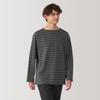 MUJI Washed Thick Boat Neck Quarter Sleeve AB1L6A4A Dark Brown Border XL Men's T-Shirt Men's Men's