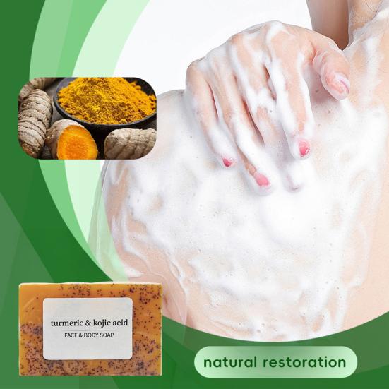 Lemon Turmeric Soap Shea Butter Moisturizing Soap for Face Body Moisturizing Brightening Oily Skin Balancing Soap for All Skin Type