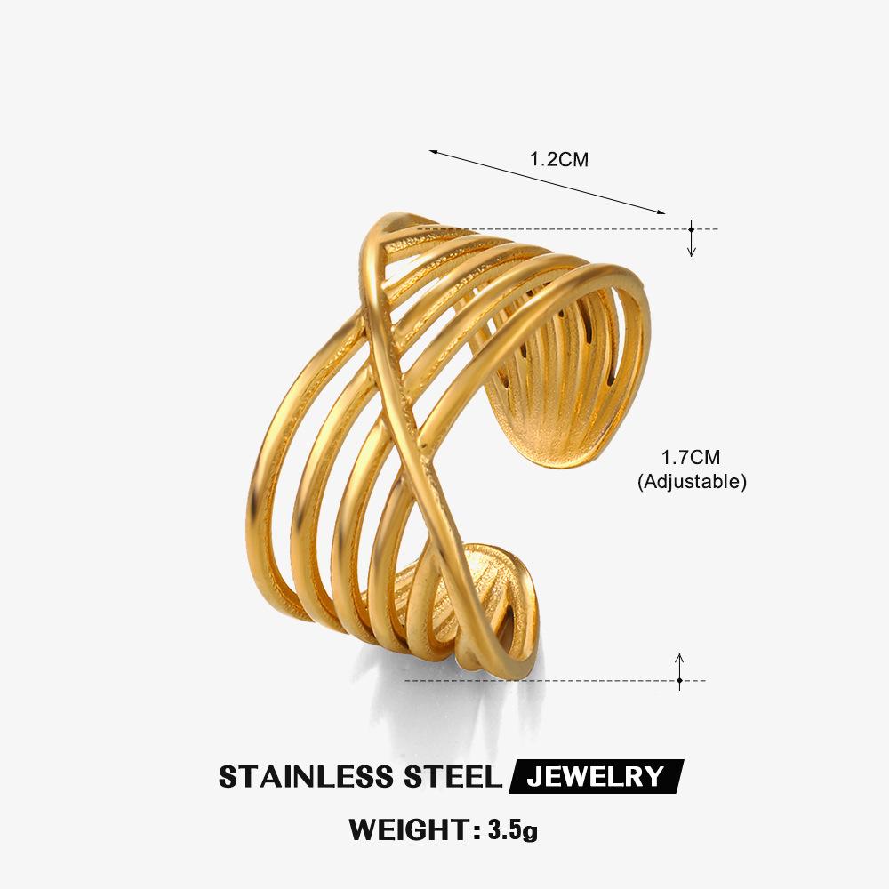 Stainless Steel Rings for Women Vintage Gold Color Never Fade Luxury Classic Rings Wedding Couple Rings Party Jewelry Gifts