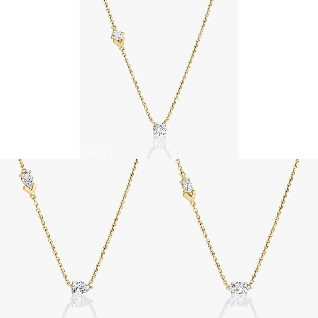 Geometric Vshaped Double Diamond Pendant Necklace With 18k Gold Plating For Womens Casual Wear