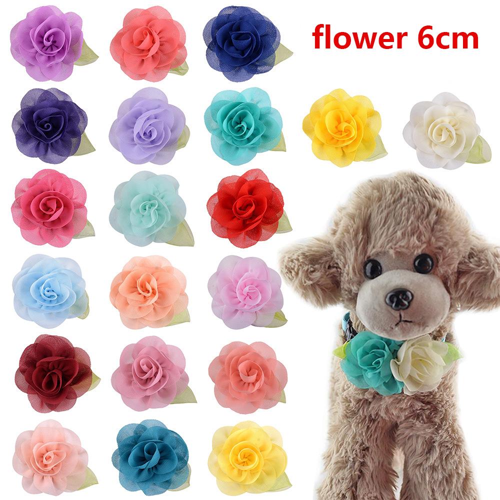 50/100pcs Flower-Collar Dog Accessories Dog Bow Tie Pet Dog Collar Accessories Flower For Dog Collar Dog Flower Collar Accessory
