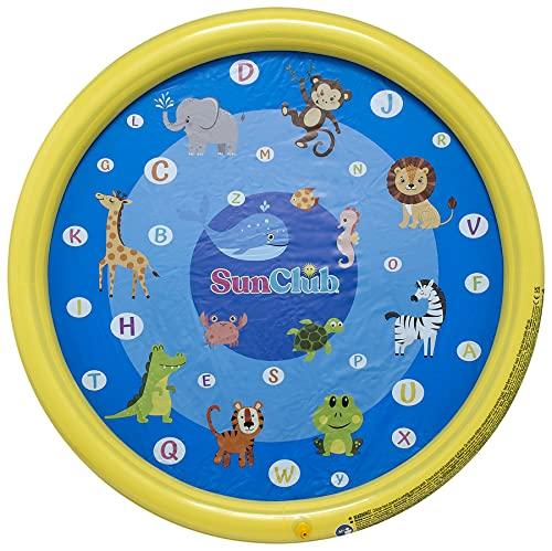 JILONG Round Spray Pool, 140cm, Approximately 136 x 136 x 10cm (Inflated Size), JL-685474, BL/YE