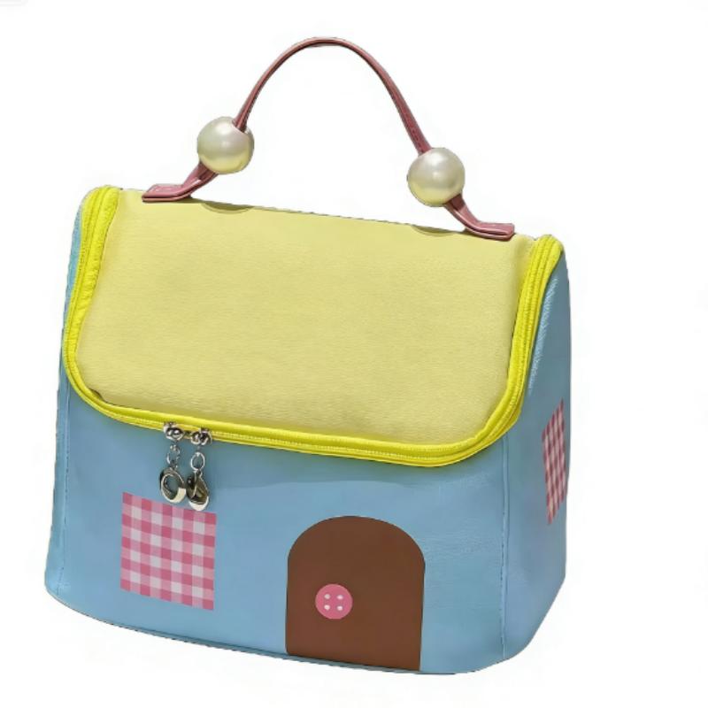 Dopamine Little House Makeup Bag for Women, Large Capacity, compartments, hand-held, 2025 New waterproof travel portable Storage bag