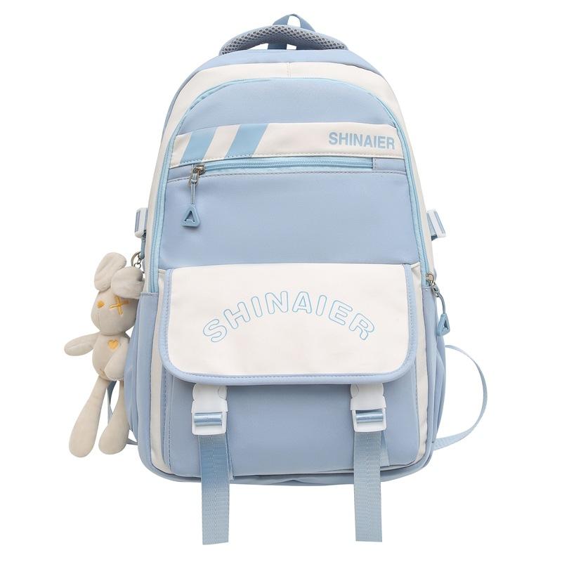 Men's Splicing Backpack Middle School Student Schoolbag Women's Large Capacity Campus Backpack
