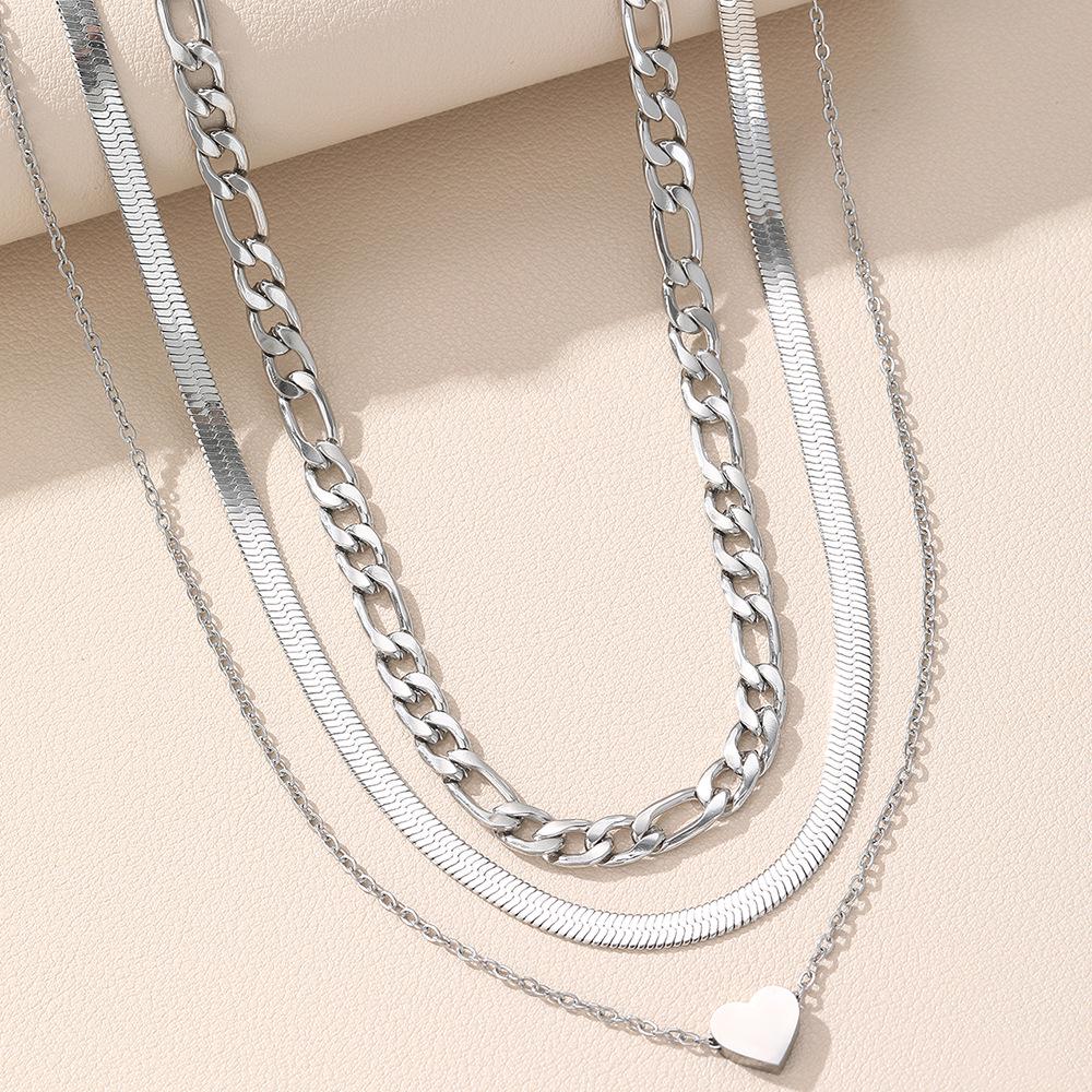 Exaggerated Heart Pendant Multi-Layer Necklace - Light Luxury, Unique Style