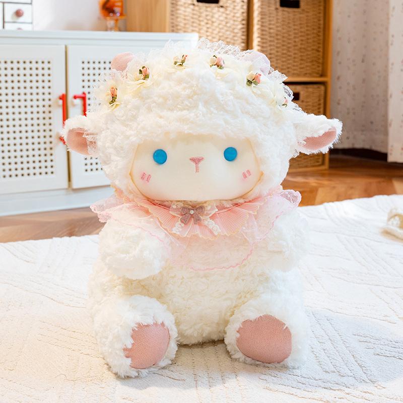 Lolita Angel Lamb Plush Toy Cute Little Sheep Girl Sofa Back Cushion Soft Pillow Comfort Companion Doll For Room Decor Gift
