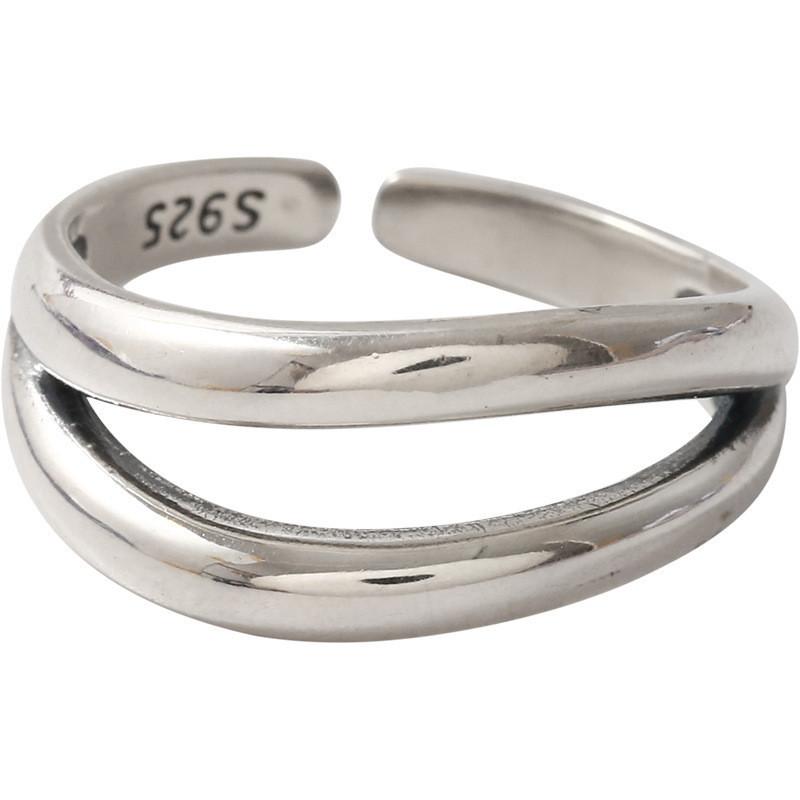 Elegant 925 Sterling Silver Adjustable Open Ring For Women With Trendy Unique Design