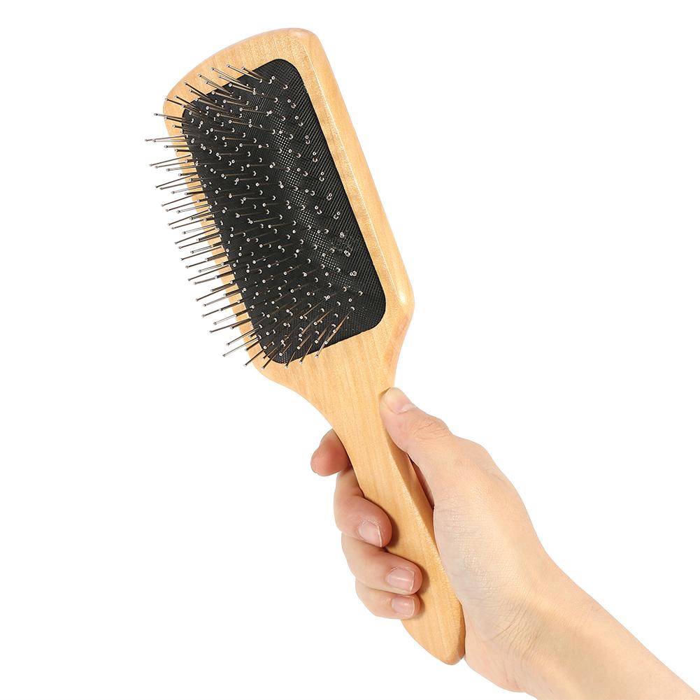 Pente Simples Feminino de Madeira com Agulha de Aço para Cabeleireiro, Cuidados com o Cabelo, Massagem para Couro Cabeludo Saudável