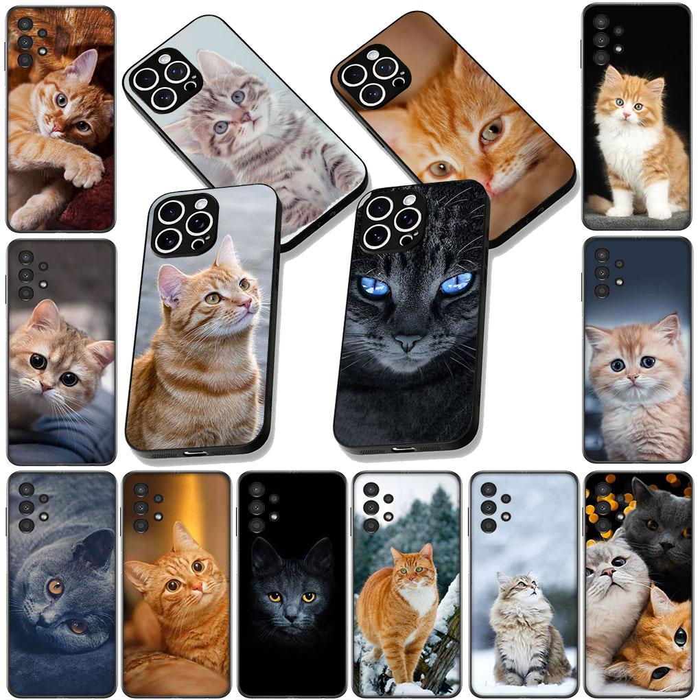 Soft Cover for Samsung Galaxy S25 S24 S23 FE Plus Ultra S7 Edge A16 A15 5G S25+ Coque Phone Case Meow Eyes Kitten Cat