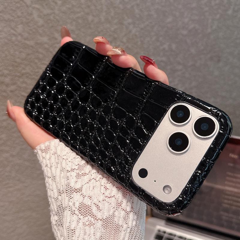 Luxury Retro Bright Glossy Crocodile Leather Case For iPhone 17 Air 16 15 14 13 Plus Pro Max 11 Business Shockproof Armor Cover