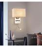Minimalist LED Bedside Wall Lamp with USB Port - Fabric Shade for Indoor Reading
