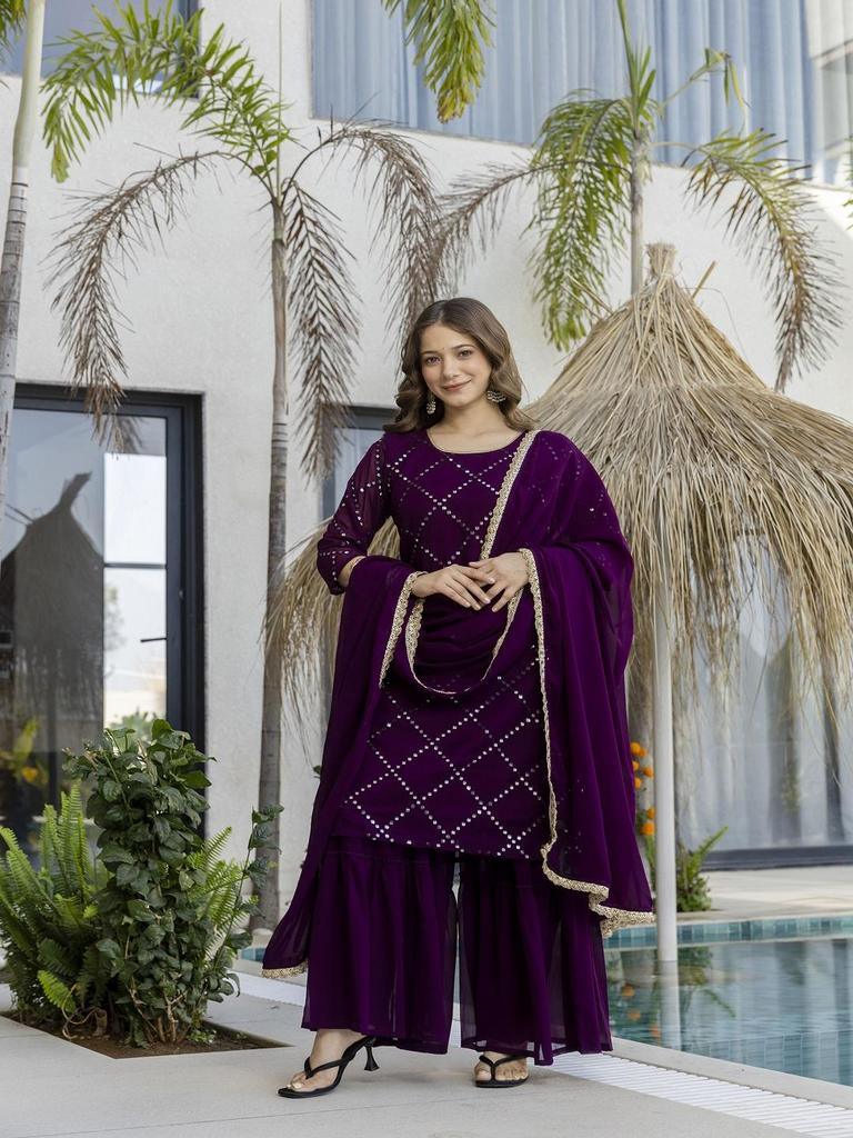 Women Ethnic Kurta Set with Dupatta – Embroidered Party Wear Suit for Women